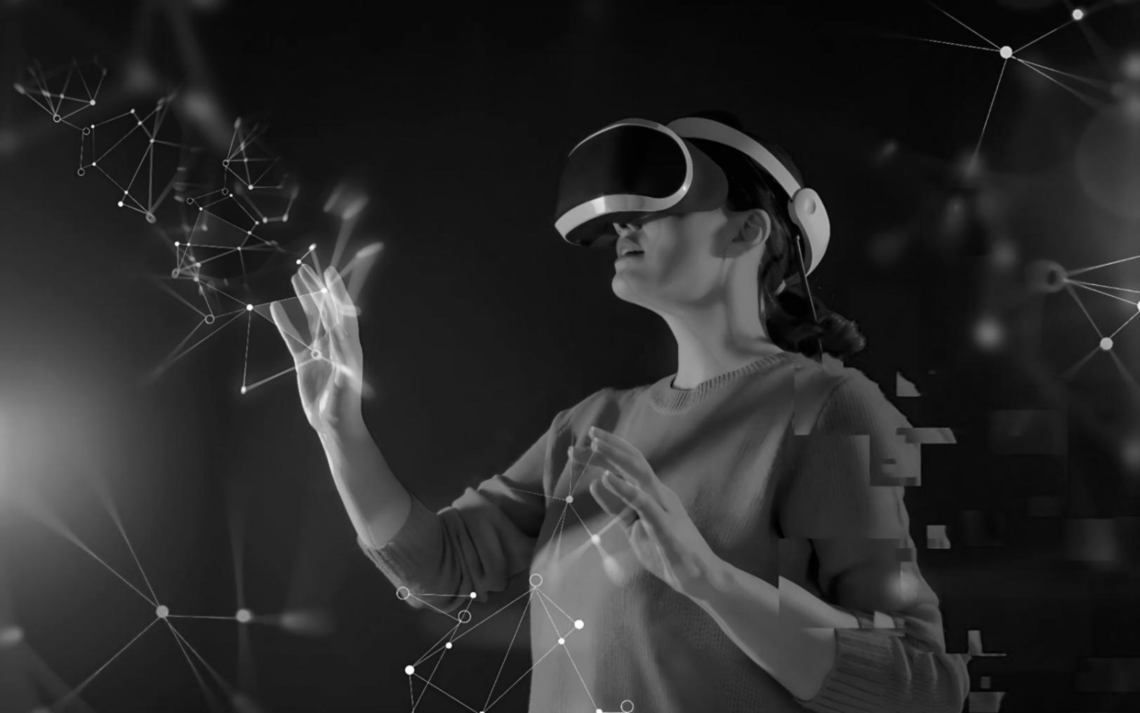 Student working on VR game development project